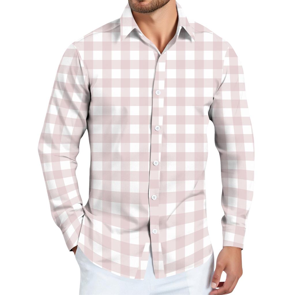 Men's Striped Print Long Sleeve Button-up Shirt