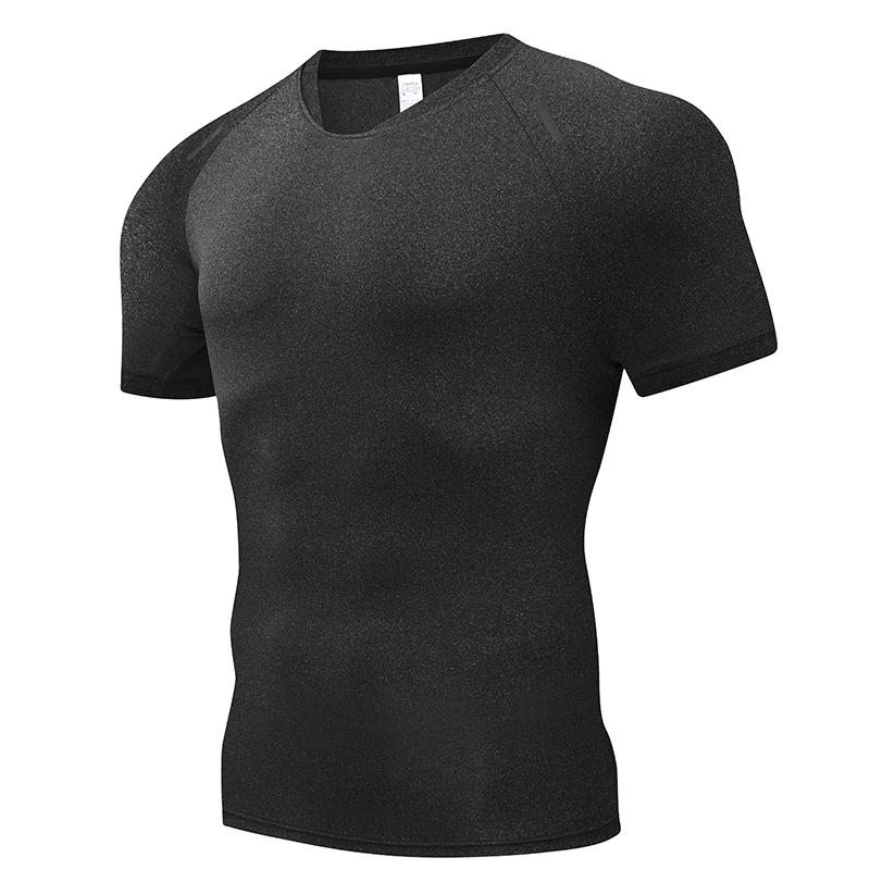 Summer Simple Fashion Round Neck Solid Pullover T-shirt Men Short Sleeve Quick Dry Tee Top