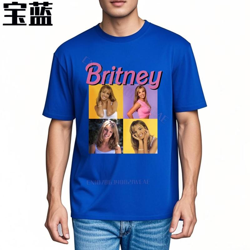 T Shirt Unisex Cotton Solid Color Tshirt Britney Spears Photo Collage Design Short sleeve Cotton Tshirt Classic Soft Cotton