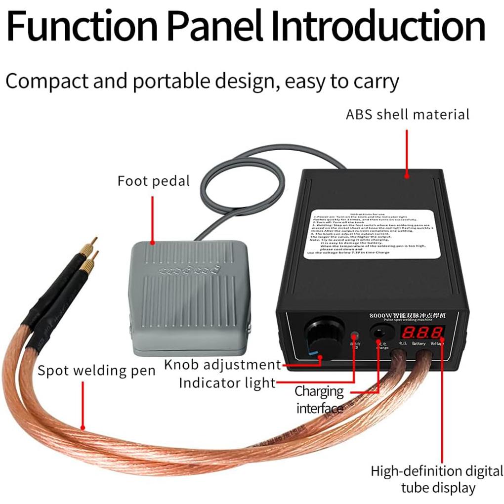 ABS 8000W High Power Dual Pulse Spots Welding Machine Welding Tool Spot Welding Portable Reliable US US Plug