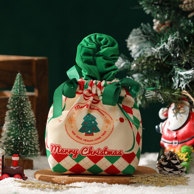 1 Stück Kinder-Themen-Weihnachtsgeschenkbox mit Canvas-Tragetasche Umweltfreundliche Verpackung Dekoration für Weihnachtsgeschenke