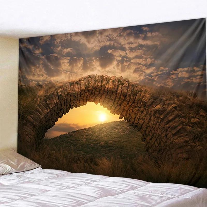 Home Wall Decoration Tapestry Fantasy Stone Arch Bridge Landscape Background Office Living Room Tapestry
