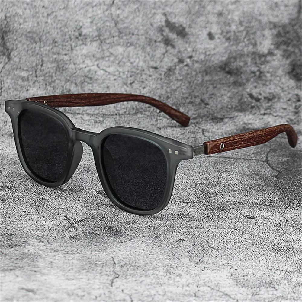 New Men Vintage Wooden Frame Sunglasses Classic Men'S Sunglasses Polarized Uv Protection Driving Eyewear Outdoor Shades Goggles