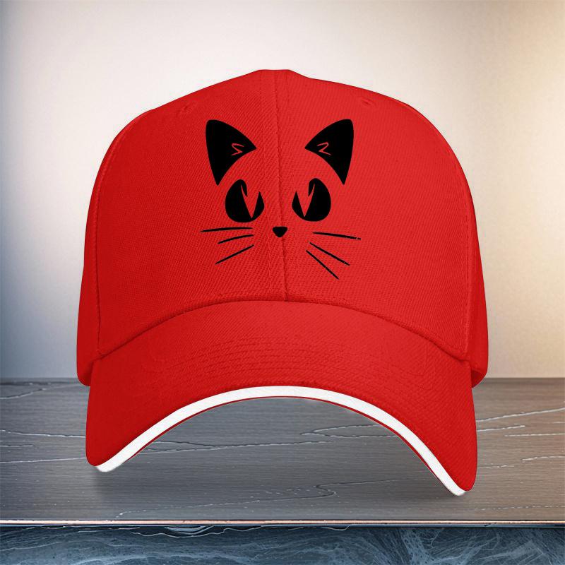 Cute Cat Face Baseball Cap Polyester Adjustable Outdoor Sports Hat Unisex