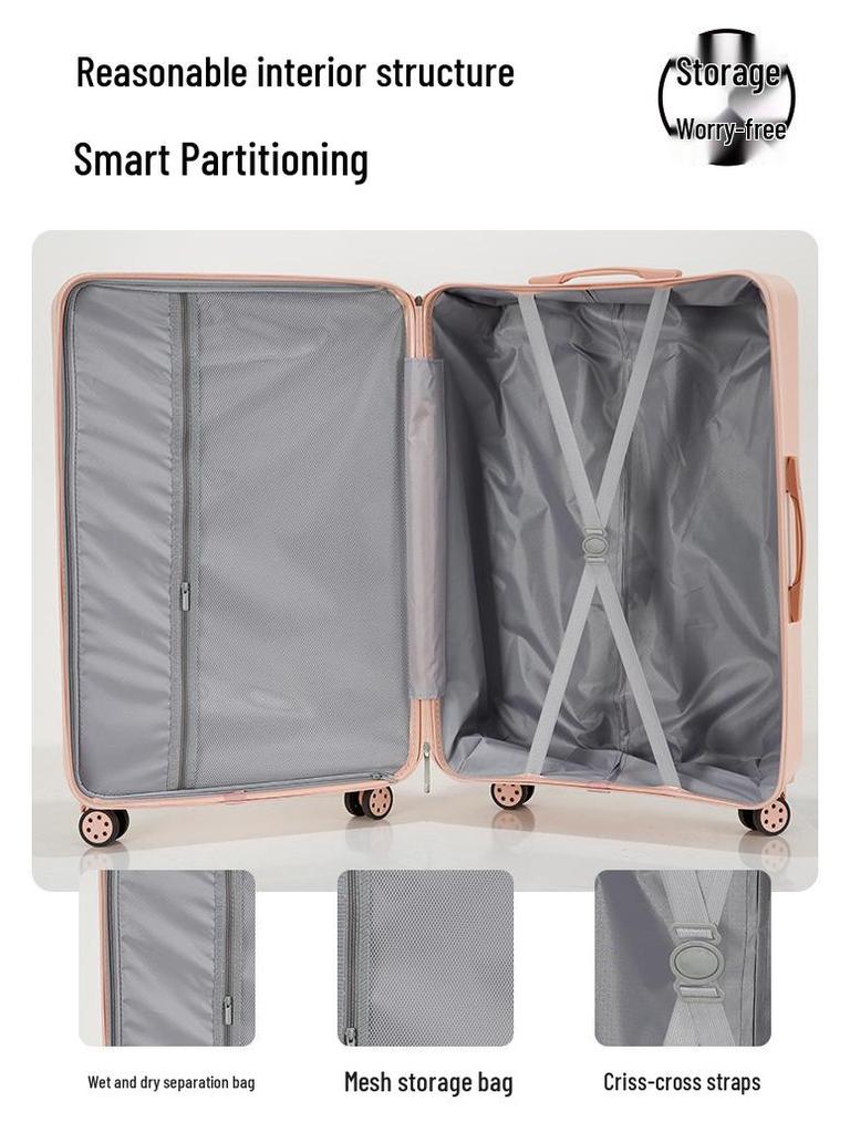 Large Capacity Front Opening Multifunctional Carry-On Trolley: Scratch & Wear-Resistant Travel Suitcase
