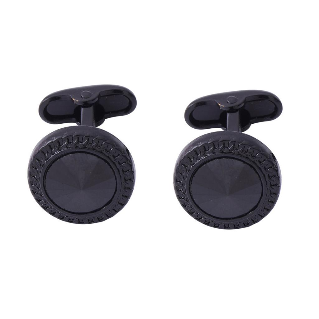 Men Crystal Cufflinks Black Color Business Conferences Cuffs Button for Gentlemen Shirt Wedding Cuff Links Gifts