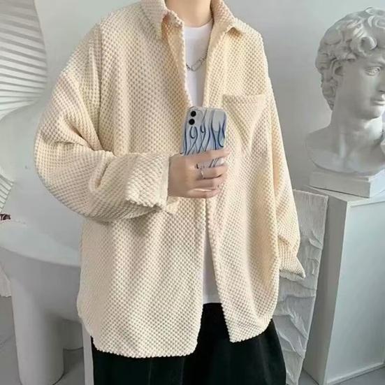 

Мужская осенне-весенняя рубашка с клетчатым принтом и отложным воротником, вельветовый длинный рукав, свободный кардиган на пуговицах, нагрудный карман, средней длины, повседневное пальто 2XL хаки