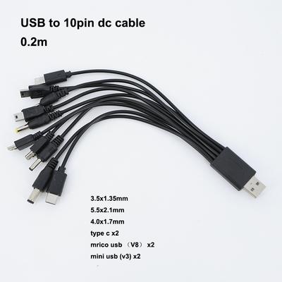20cm 10 In 1 Micro USB DC Mobile Phone Charger Adapter Plug Usb Power Charging Cable Wire Cord for Phone Universal