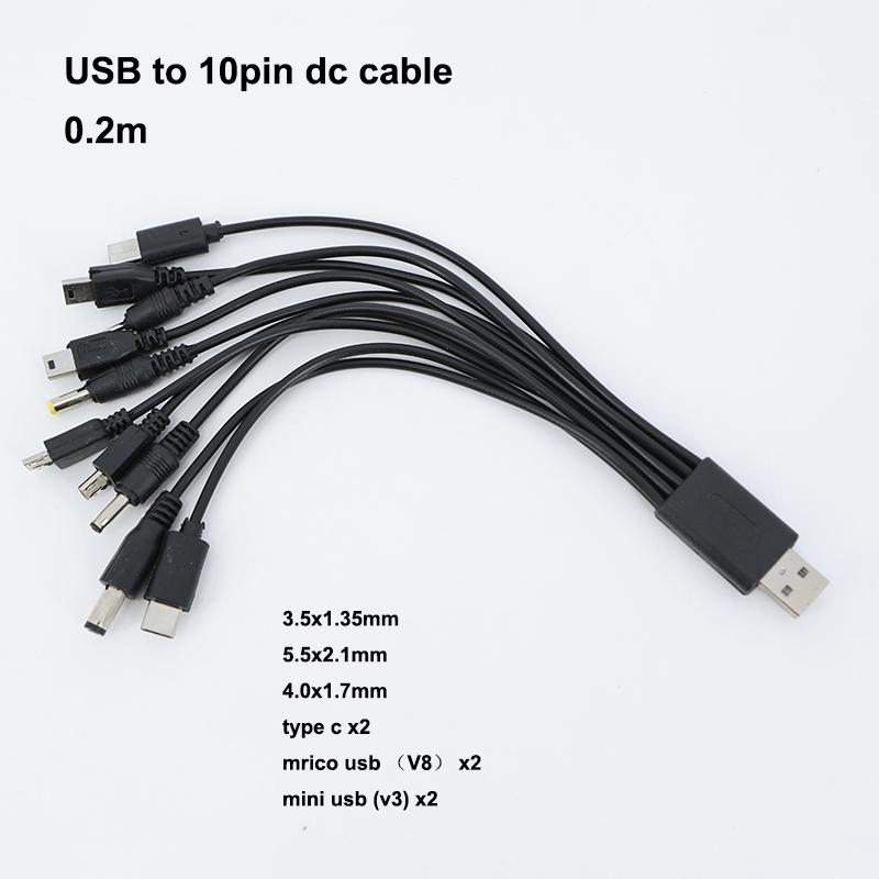 

20см 10 в 1 Micro USB DC Адаптер-зарядное устройство для мобильного телефона Вилка Кабель для зарядки USB-питания Провод для телефона Универсальный
