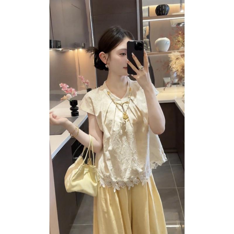 Summer 2026 Elegant Chinese Style Women s Vest and Pants Set M