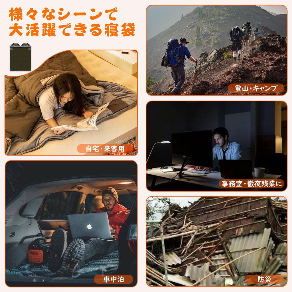 Winter Sleeping with 240T with Storage Ideal for Outdoor Car and Emergency Preparedness Bag, Envelope-Style, Cushion, Waterproof, -15°C