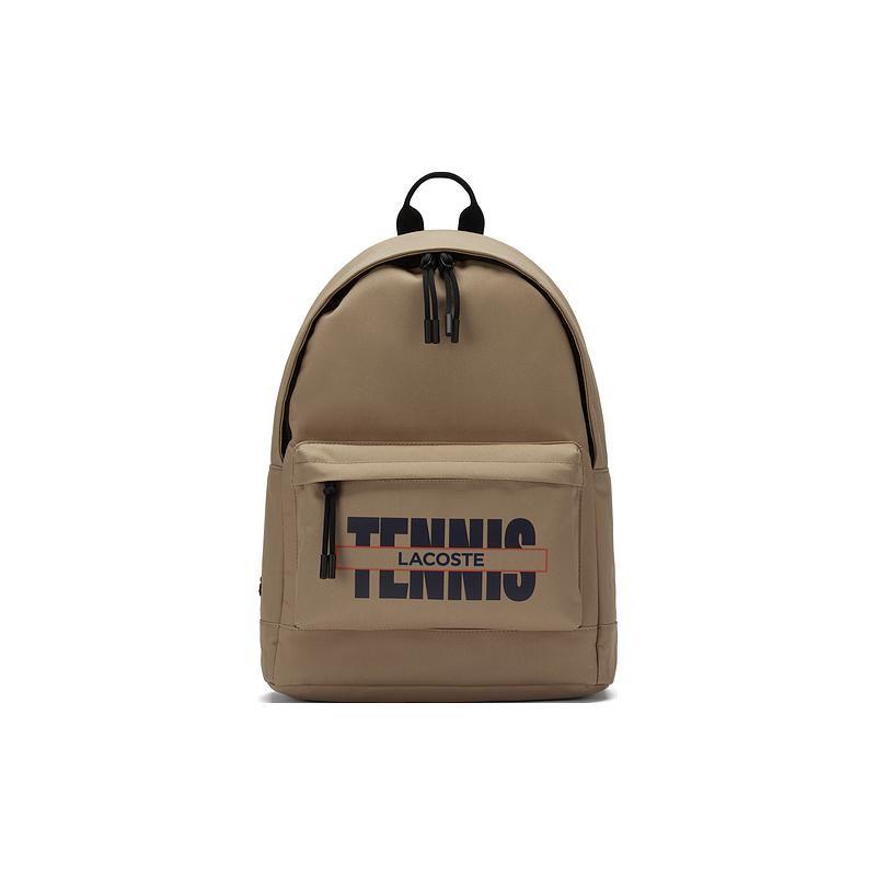 Lacoste Logo Print Adjustable Strap Fabric Backpack Medium Unisex backpack Beige NH4456NZ-M77 Medium