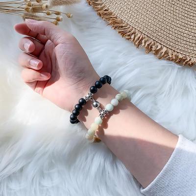 Natural Tiger Eye Stone & Alloy Magnetic Couple Bracelet - 2025 Bestseller