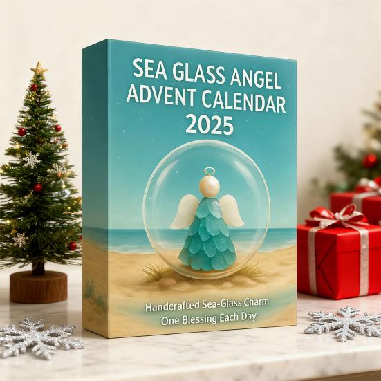 

Sea Glass Angel Arrival Calendar 24 Day Countdown Box Unique Window Design Christmas Holiday Decoration for Kids Rooms A