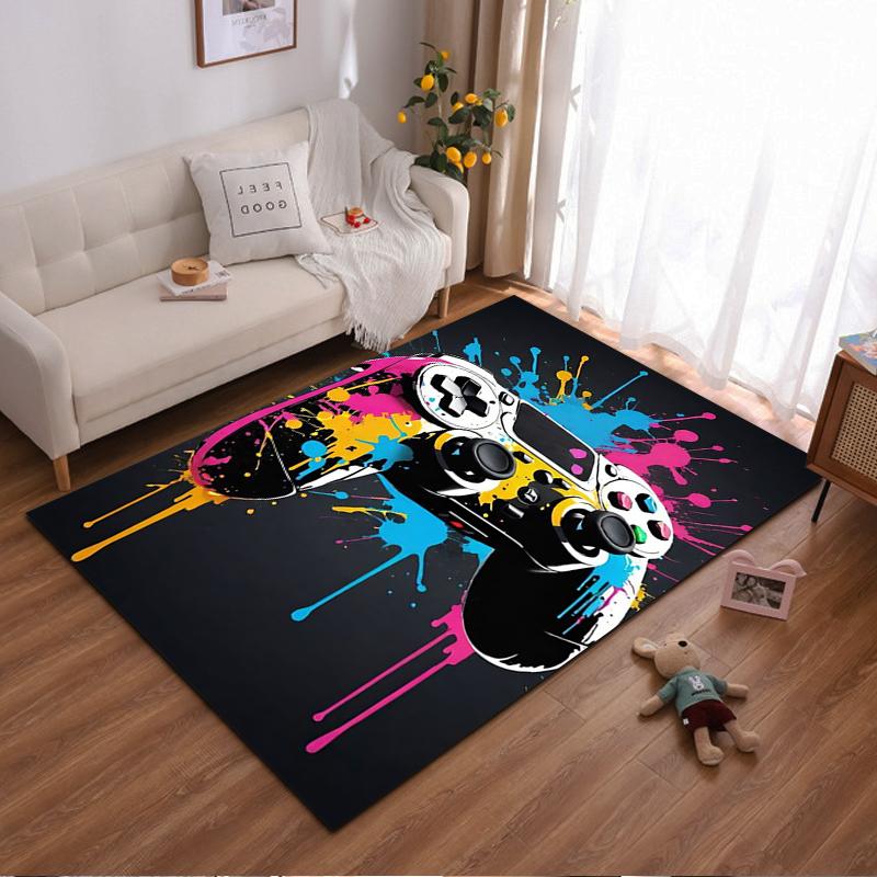 Colorful Game Controller Design Rug - Non-slip Rug Suitable for Living Room and Bedroom Sofas.