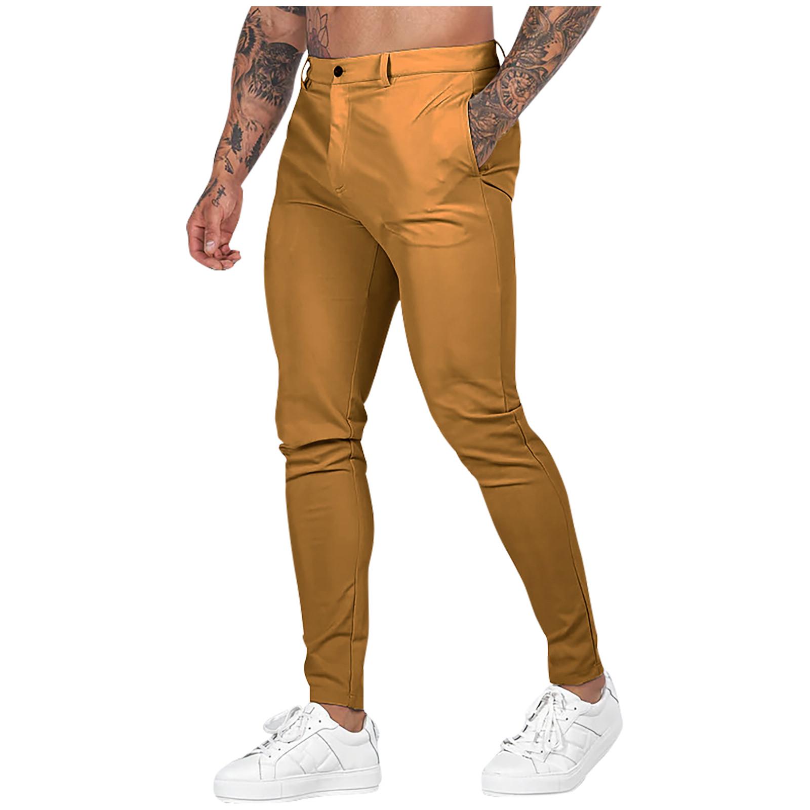 

Мужские комбинезоны, повседневные брюки с несколькими карманами и завязками, походные брюки, хлопковые саржевые брюки M жёлтый