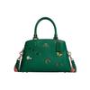 X Diary Embroidery Lillie Embroidery 26 Solid Top Handle Embroidered Leather Tote Shoulder Crossbody Bag Large Women Bags Green C8364-IMGRU
