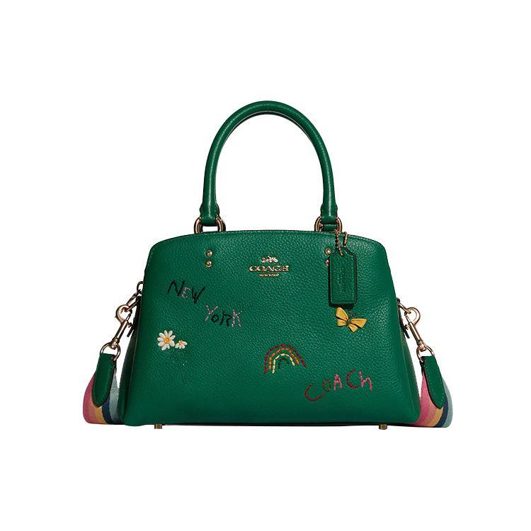 

Coach X Diary Embroidery Lillie Embroidery 26 Solid Top Handle Embroidered Leather Tote Shoulder Crossbody Bag Large Women bags Green C8364-IMGRU Basic Set (Bag+Dust Bag)