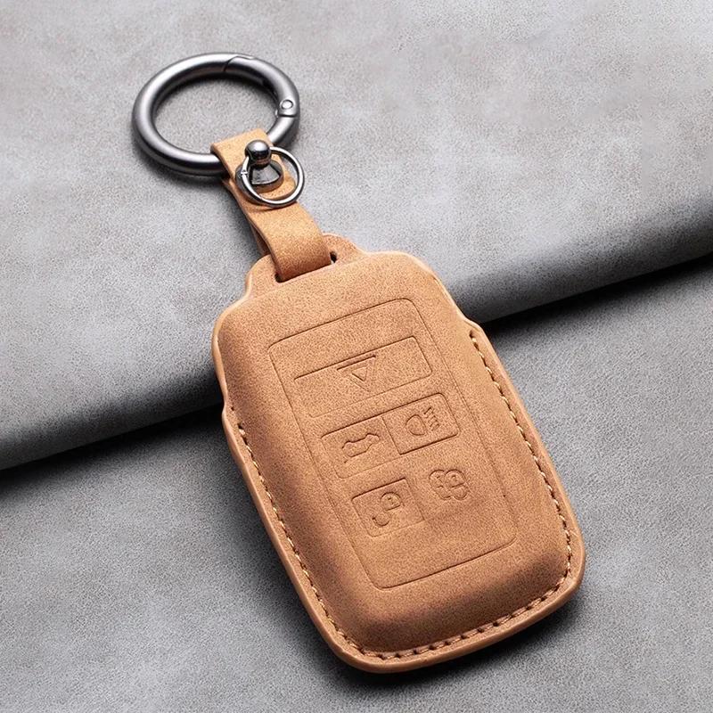 Leather Car Key Case Cover Holder Shell Keychain for Land Rover Range Rover Sport Discovery 3 4 Elander 2 Evoque Accessories