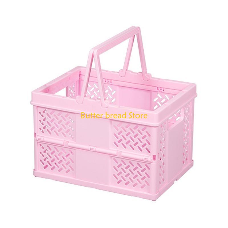 W89C Foldable Basket Stacking Box Clutter Storage Box for Makeup