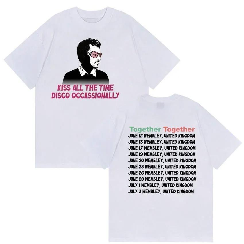 Harry Styles Together Tour 2026 T Shirts Kiss All The Time Disco Occasionally Print Cotton T-shirts Unisex Fashion Oversized Tee
