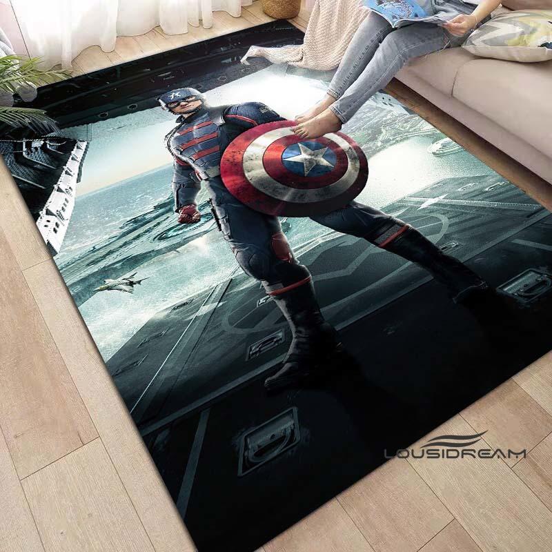 Captain America Cartoon-Themed Rug — Living Room Home Décor, Bedroom, Sofa & Doormat Accent, Children's Rug, Non-Slip Mat
