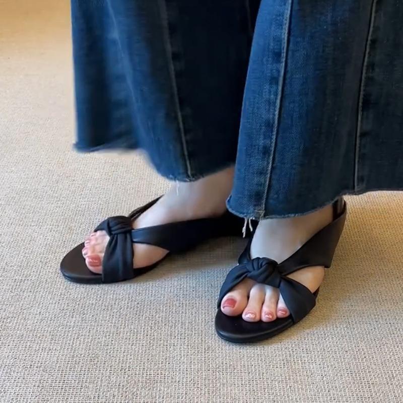 Niche Design Cross-strap Wedge Sandals Women's Summer Wear Versatile Roman Shoe Dew Heels