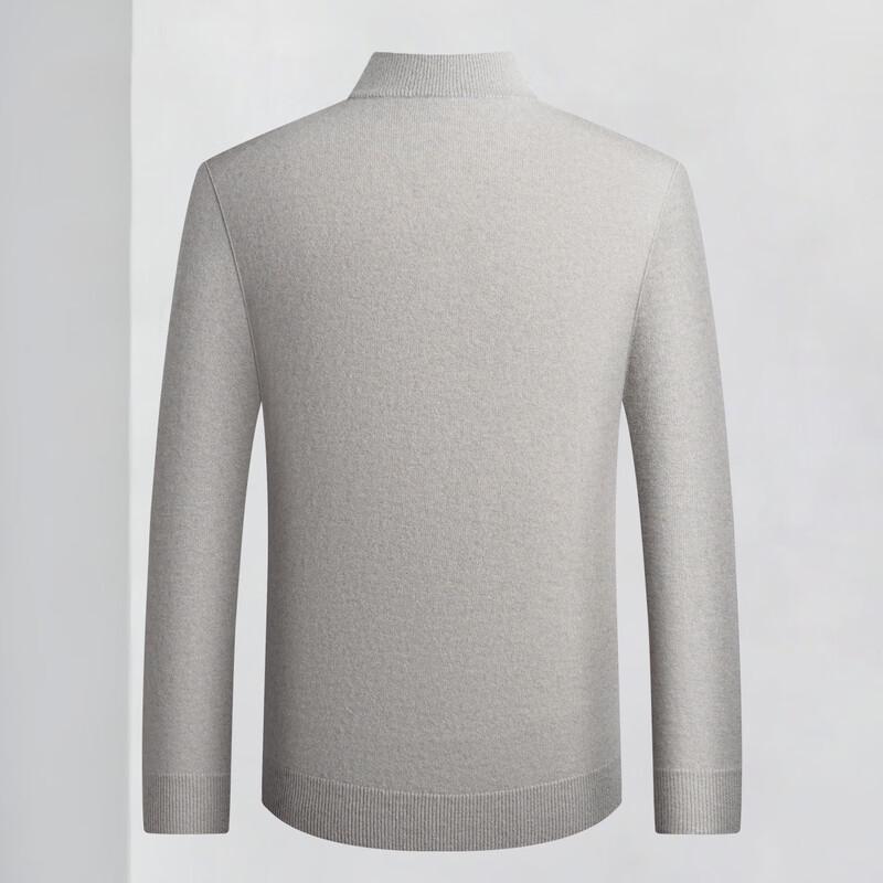 LUOZI Men's Stand Collar Half-Zip Cashmere Sweater