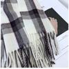Plaid Scarf Women's Autumn and Winter New Korean Version Imitation Cashmere Medium and Long Warm Scarf European and American Fringed Shawl