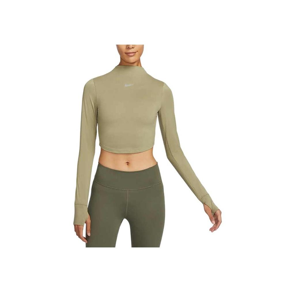 Nike Breathable Slim Fit Quick-Dry Long Sleeve Sports T-Shirt Women Tops Grass-Green FB5277-276