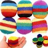 Săculeț Footbag Tricotat Manual Diverse Săculeți Foot Bag Croșetat Hacky Mingi de Juggling pentru Adulți Model Geometric Multicolor