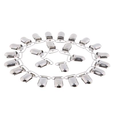 25x reggicalze per gambe, reggicalze, calze, fermagli per camicia, clip per cinturino, 15 mm, argento