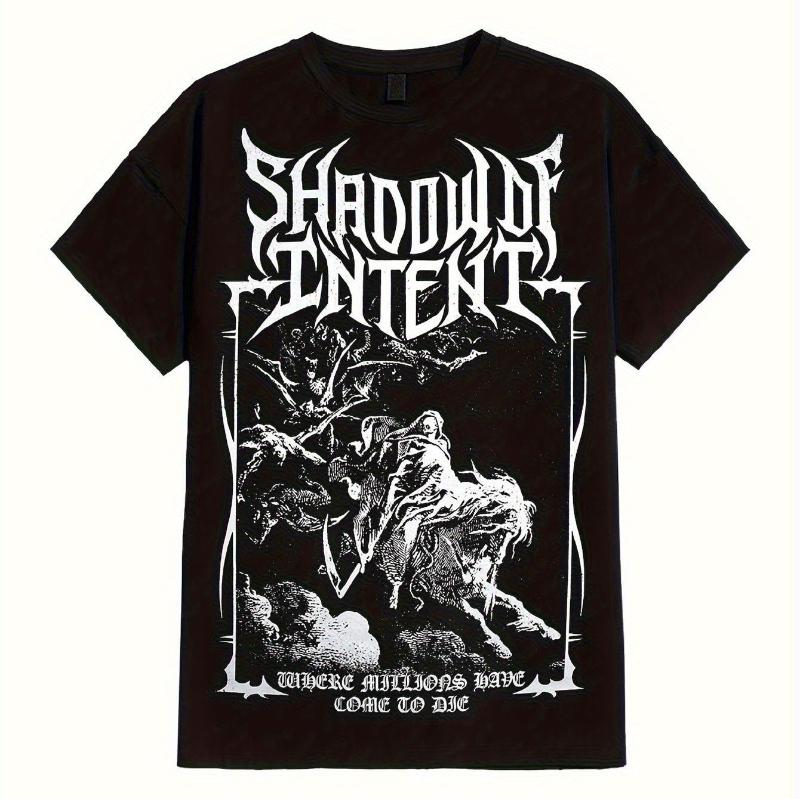 Summer Hadow of Intent "Countless People On The Verge of Death" Men's Heavy Metal Pattern T-shirt - Gothic Battle Theme Shirt