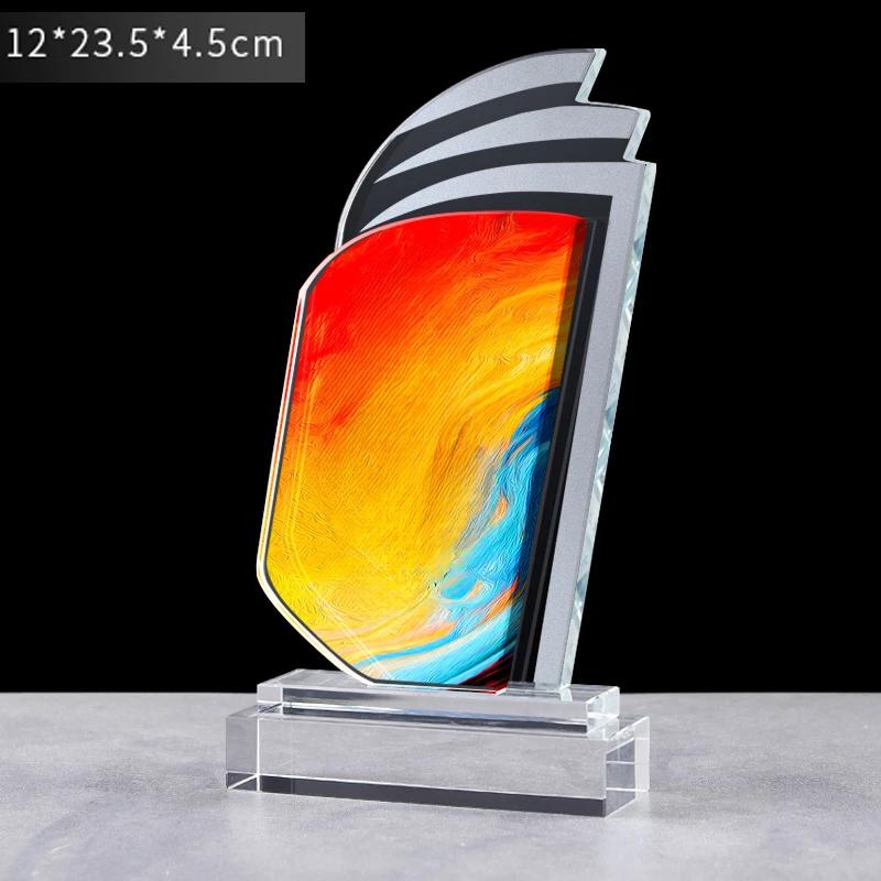 Creative Customization Color Printing Crystal Trophy Enterprise Excellent Employee Annual Meeting Award Awards Medals Home Decor