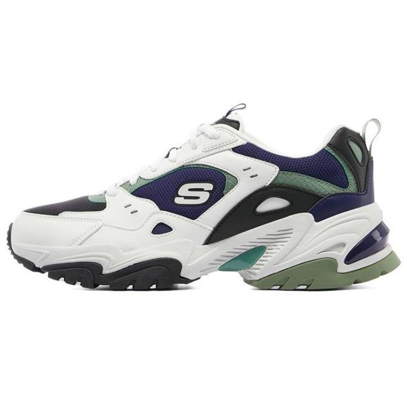 Skechers Stamina V2 Men Mesh Chunky Sneakers White Black Blue 237138-WBKB 39.5