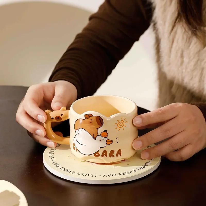 Cute Creative Cartoon Style Capybara Ceramic Cup Endearing Single Mug Student Children Birthday Gift Adorable Guinea Pig Cup