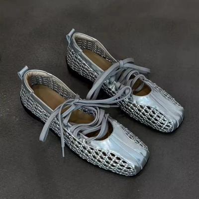 Women's Ballet Woven Sandals Fashionable Commuting Summer Casual Shoes Comfortable Soft-soled Mary Jane Flats