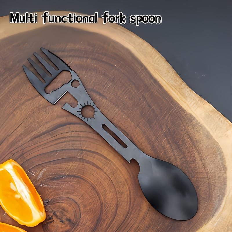 10in 1 stainless steel multifunctional tool spoon - including bottle opener, serrated knife, wrench, and direction indicator - compact design suitable
