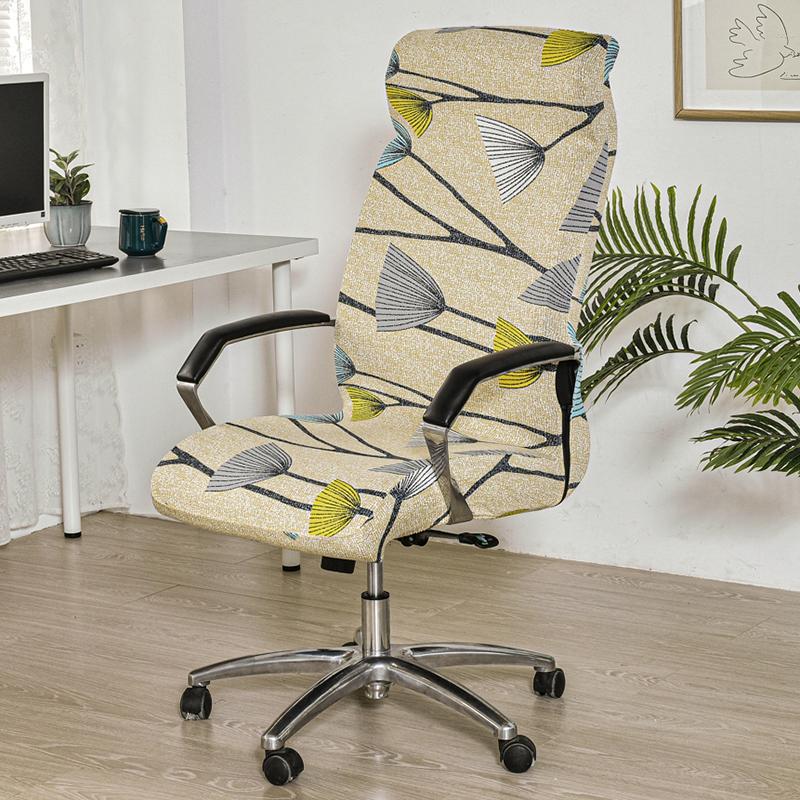 Stretch Computer Office Chair Cover With Durable Zipper Removable Spandex Rotating Boss Chair Slipcovers Anti-Dust M/L Sizes