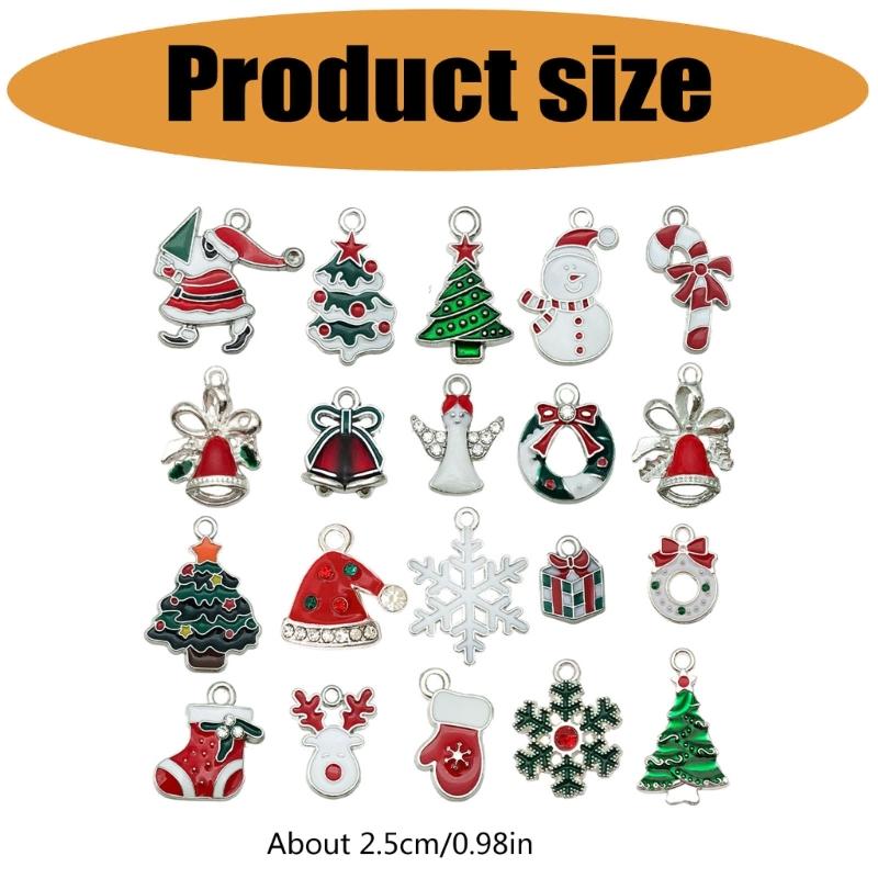 Mixed Christmas Charms for Jewelry Making, 20 Zinc Alloy Holiday Pendants with Attachment Points for Bracelets, Anklets, and Phone Charm Crafts