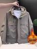 Men's Versatile Hooded Windbreaker: Trendy Outdoor Workwear Cotton Jacket for Fall/Winter