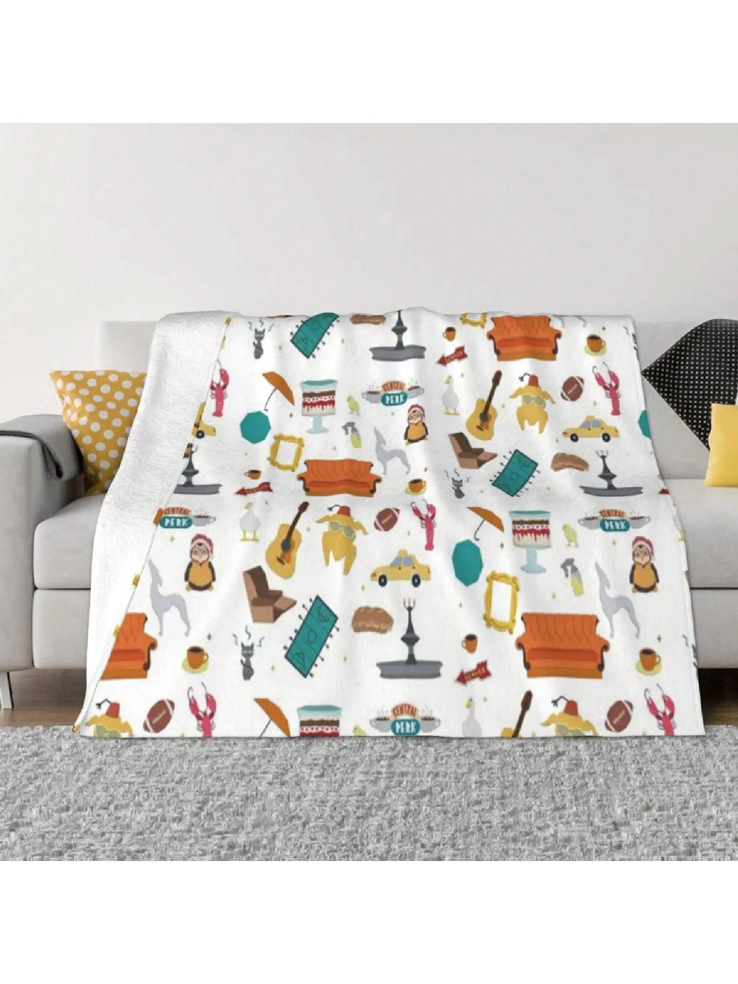 

Иконки сериала «Друзья» Ультрамягкий микрофлисовый плед 75X95CM серый