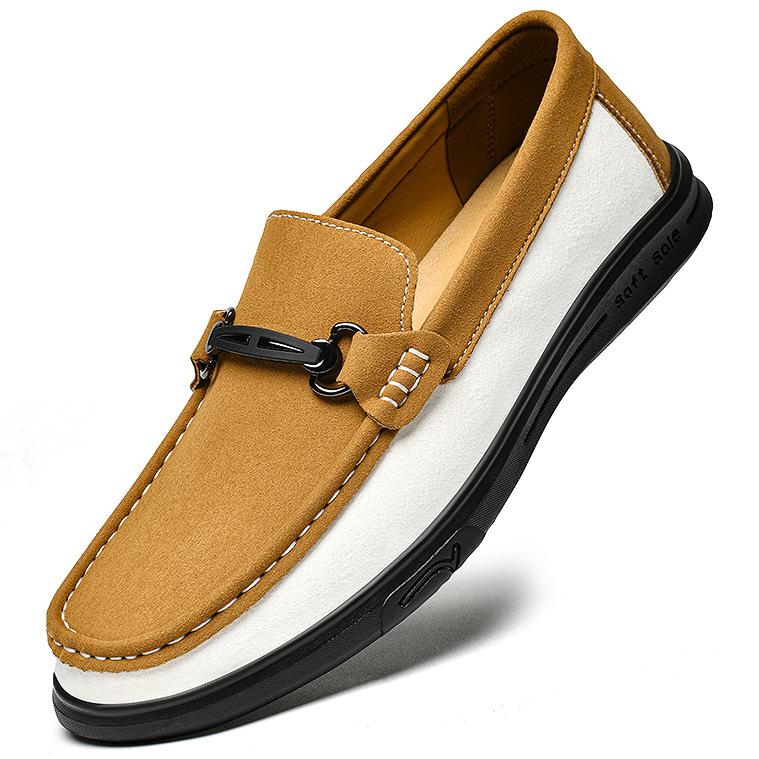 

Men s shoes anti-velvet leather men s loafers large size one-pedal leather shoes men s breathable driving shoes large size beanie shoes 45 коричневый