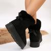 2025 Winter New Snow Cotton Boots Women's Platform Bow Casual Fleece Thickened Warm and Non-slip Cotton Boots