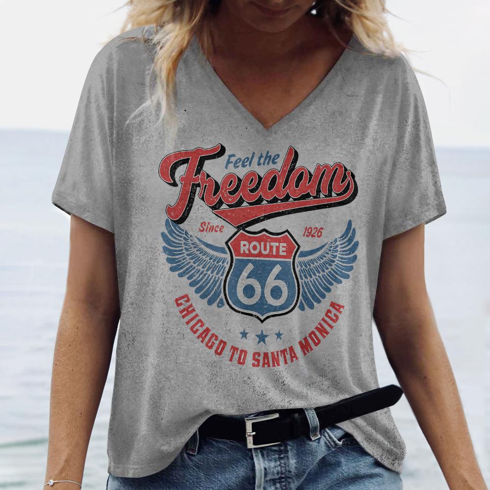 T-shirt da Donna Retro Stampa Grafica Estiva Casual Manica Corta Top Moda Scollo a V Vintage T-Shirt Abbigliamento Oversize Femminile
