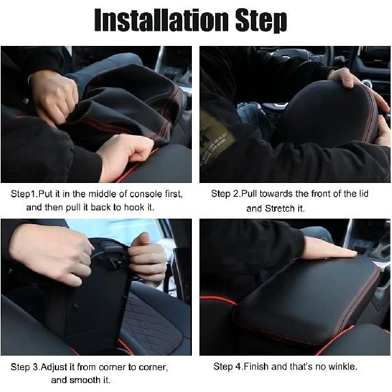 INTGET Center Console Armrest Cover for 2025 Toyota RAV4 Accessories 2024 2023 2022 2021 2020 2019 Leather Middle Console Lid Cover Pad Protector