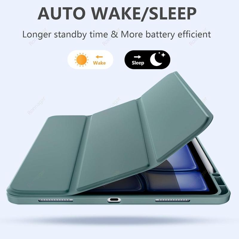 With Pencil Holder Case For iPad (A16) (A19) 11th 12th Gen Air11 13 11 Pro11 12.9 13 Air 3 4 5 10.9 7 8 9th 10.2