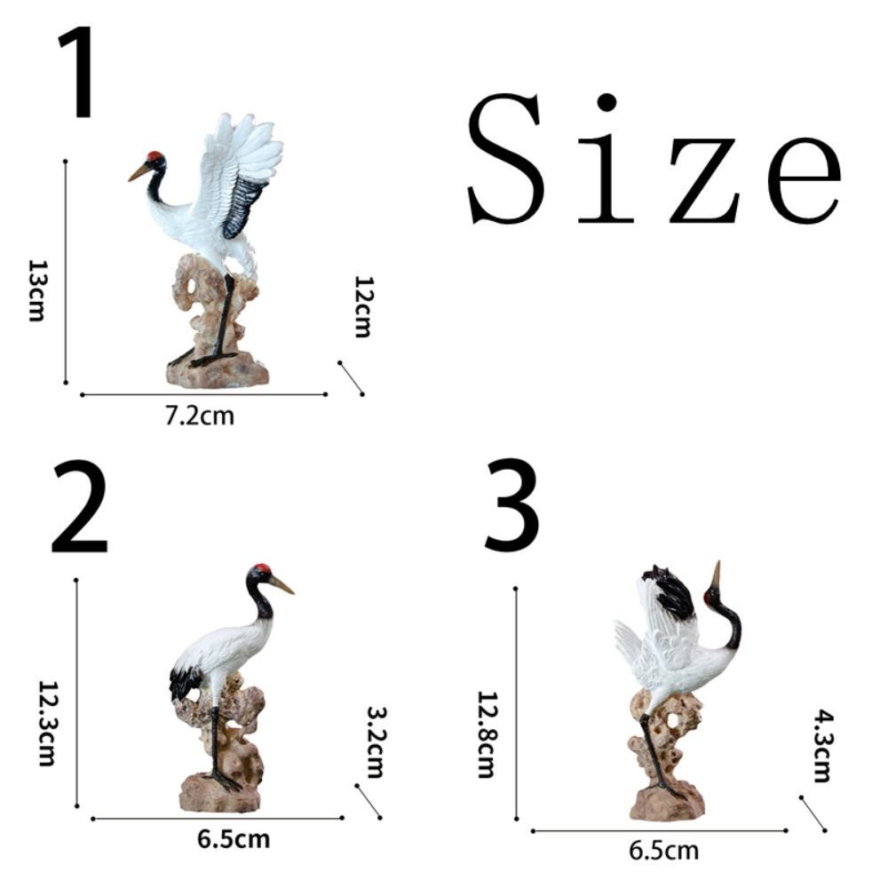 Cartoon Fairy Crane Figurine Mini Crane Resin Ornament Holiday Gift Crane Garden Statue  Bedroom