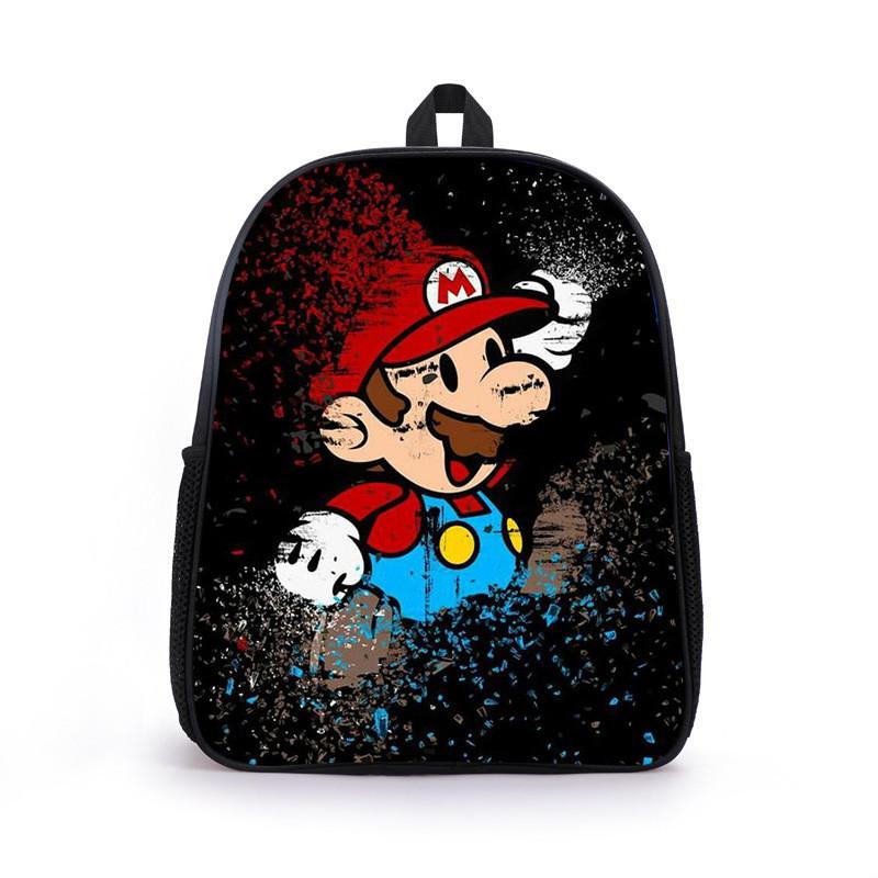 Mario Cartoon Backpack For Elementary Boys With Breathable Lightweight Oxford Fabric