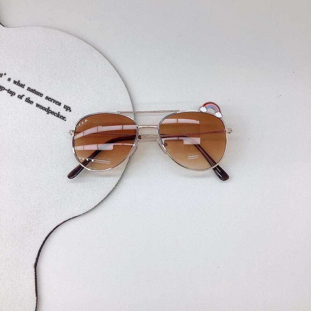2025 Travel Sun Protection New Children's Personality Trendy Rainbow Cute Baby Sunglasses Retro Double Bridge Glasses